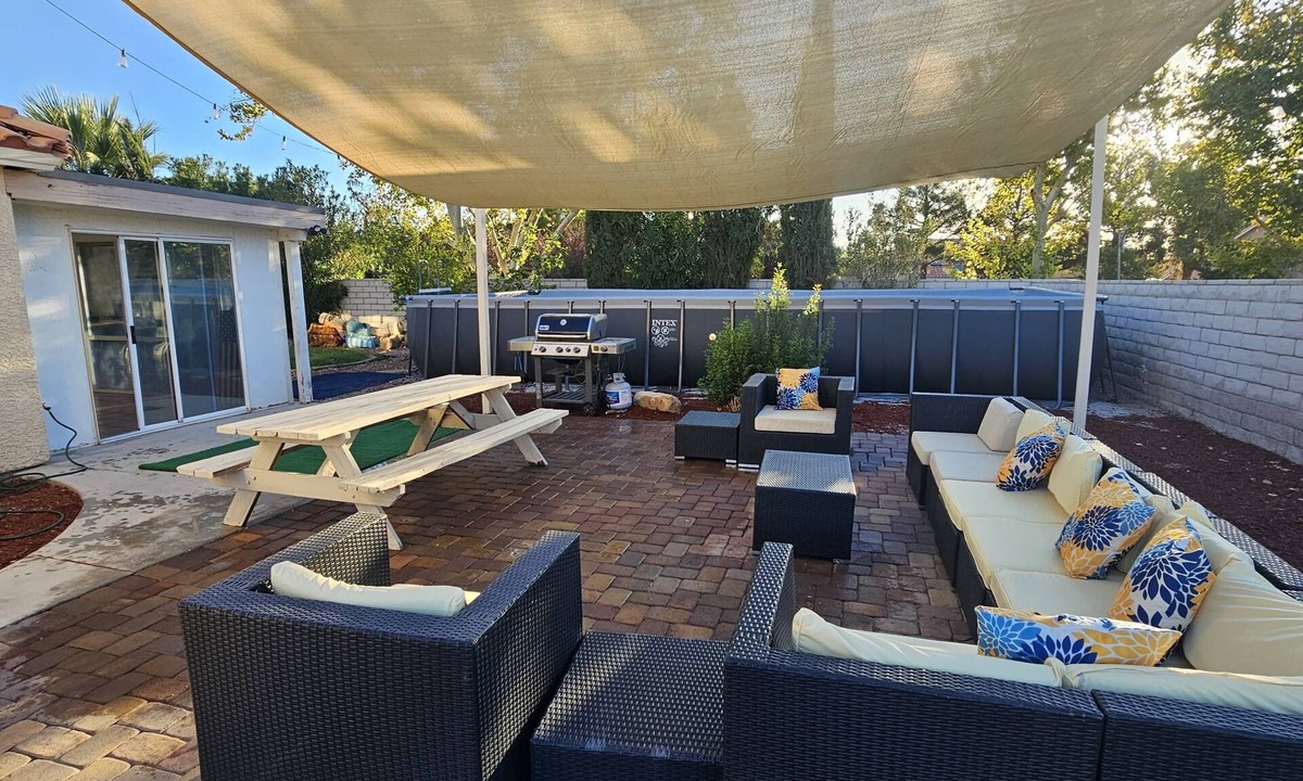 North Las Vegas House | Charming 3-bedroom house with Game room Pool, Spa, Fire Pit & BBQ!