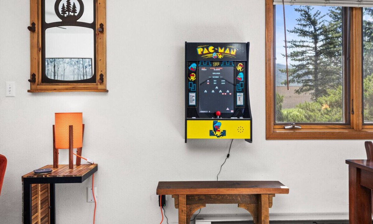 Steamboat Springs Condo | Desks in each Bedroom, Ground Floor, Wallmounted PacMan Video Game