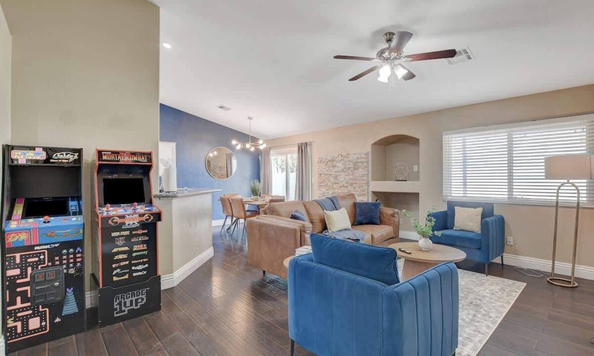 North Las Vegas House | Level Up Lodge: 5-Bedroom Arcade Bliss with Grill