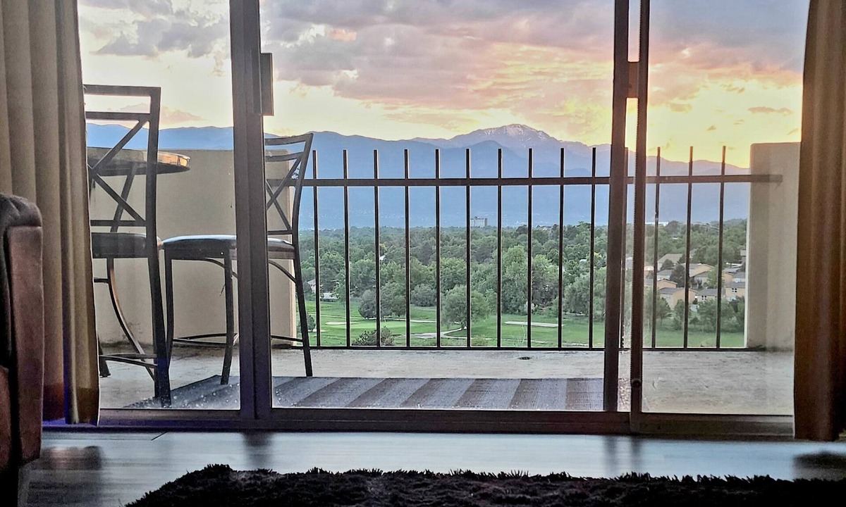 Southeast Colorado Springs Condo | Mountain View! 2-bdrm 10th floor condo, 48ft balcony from every room, sleeps 6