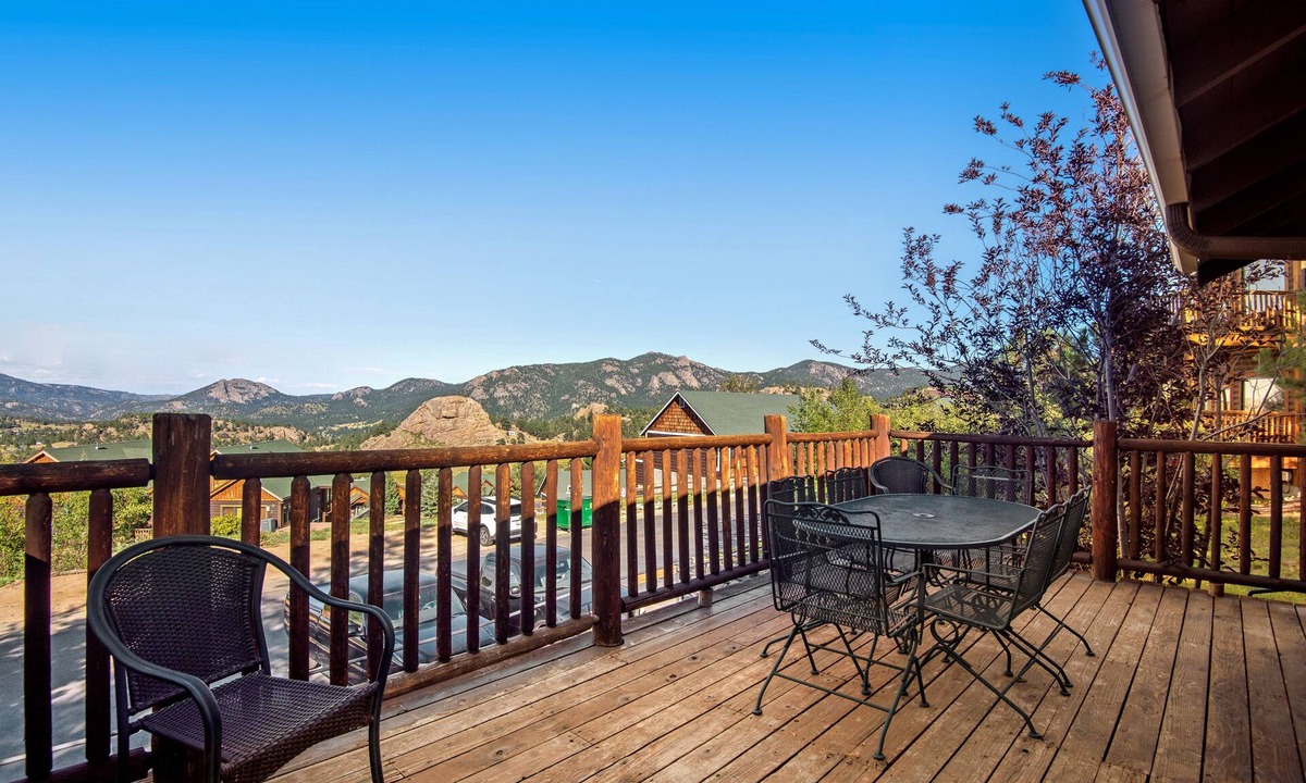 Estes Park Cabin | Pet Friendly! Historic cabin with an amazing mountain view, gas fireplace, two decks, & WiFi