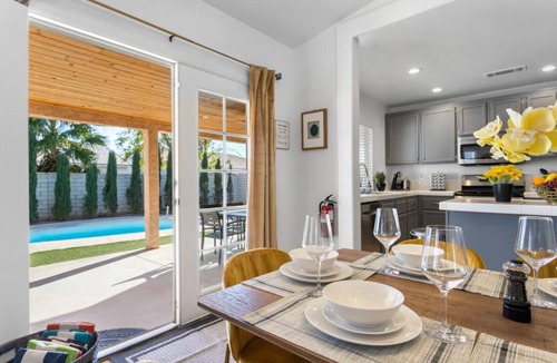 North Las Vegas House | 5BD Memorable Stays and Backyard Games Galore!