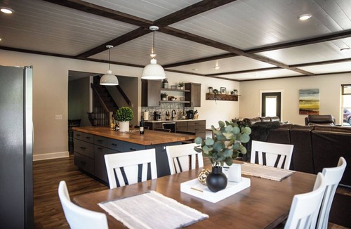 Dover House | Amish Country Farmhouse Sugarcreek Home with Pool Hot tub and Patio space