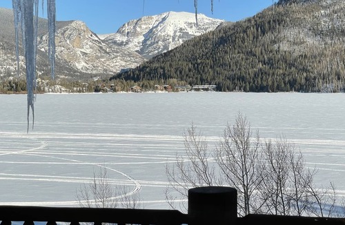 Grand Lake Cabin | Best Mtn/Lake views! Lodge on esteemed Lakeside Drive! Hot tub! Fido friendly!