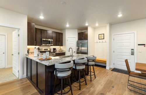 Lakeside Village Condo | Brand New Luxury Condo/Stunning Mountain Views/Shared Hot Tub/Shuttle to Lifts