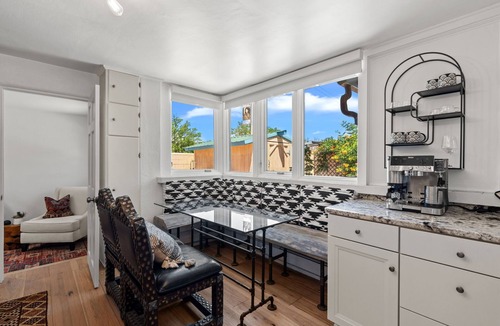 Downtown Santa Fe House | Charming SF Railyards home w beautiful outdoor spaces, fireplace, chef’s kitchen