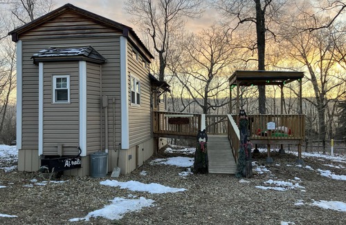 Negley Cabin | Cozy 1-bedroom, 2 bed tiny house on 40 Acre Farm in Negley with AC