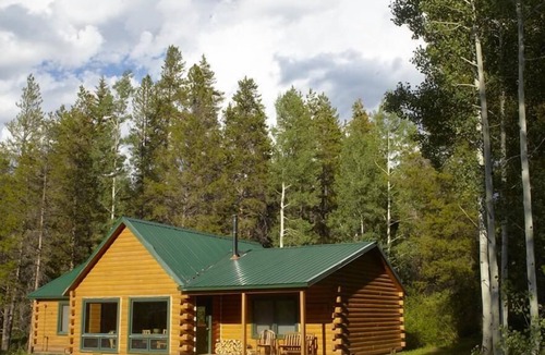 Pitkin County Cabin | Creekside Log Cabin with Soaring Great Room at Dreamy Art & Nature Retreat