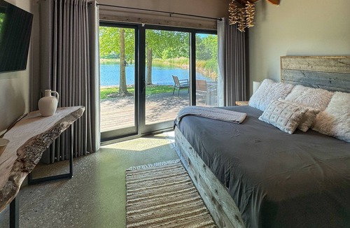 Madison Ski Chalet | Lakeside Chalet w/Private Deck, Wood Stove & Scenic Trails in Ohio Wine Country