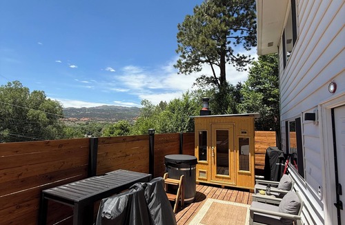 West Colorado Springs Apartment | Mountain Greenery & Private Sauna w Stunning Pikes Peak Views
