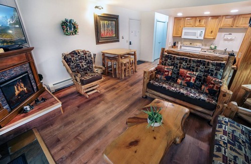Estes Park Condo | One Bedroom Condo only Steps from Fall River