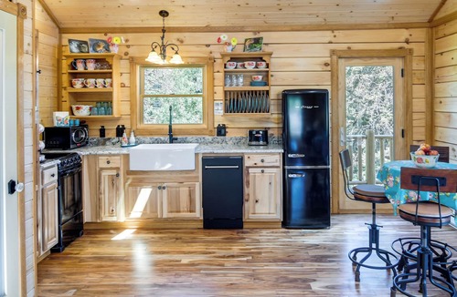 Green Valley Cottage | Private Hot Tub & Pond: Conifer Log Cabin