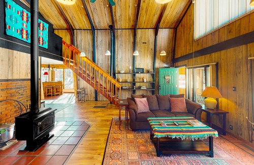Cripple Creek House | Rustic home with mountain views, wood-burning stove, basketball court, & patio