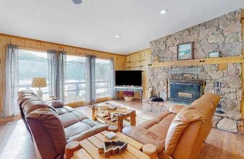 South Fork House | Secluded mountain-view home with hot tub, grill, firepit, wood stove, fireplace