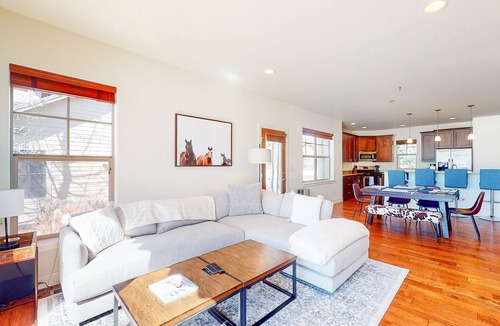 Eagle House | Stunning dog-friendly home with mountain view, fireplace, kitchen, patio, & W/D