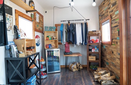 Meeker House | This Tiny Home is custom made by a Colorado craftsman has one Queen bed in loft accessible by stairs and also has a fold out Full futon on main level. Sleeps up to 4. Please note, this home does have a sleeping area in a loft. If you require an accom