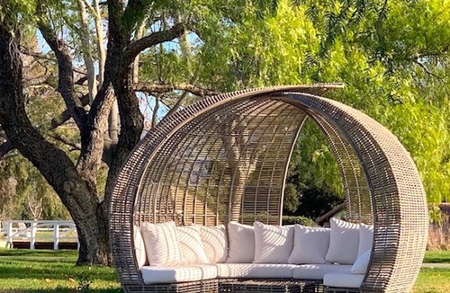 Solvang House | Wine Country Modern Ranch House on a tree lined pond.