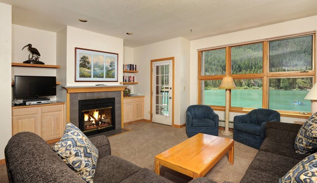 Condo with Fireplace and Balcony Near the Lake