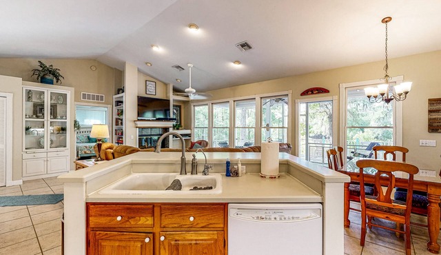 Dog-friendly riverfront home - screened porch, 2 private docks, boat ramp access