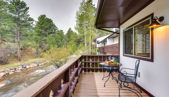 Estes Park Condo Rental: Balcony w/River Views!