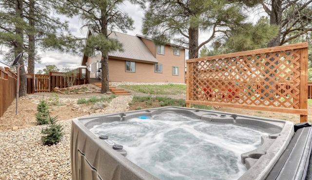 Gorgeous mountain retreat with a fenced-in yard, A/C, & hot tub! Pet friendly!