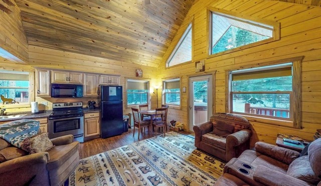 Homey cabin near National Forest with private hot tub, deck, grill, & WiFi