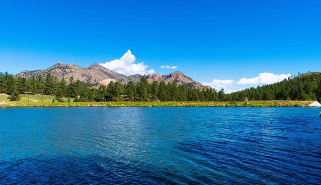 Peaceful Lakefront Mountain House with Mountain Views in Westcreek CO, Wifi, Grill, Pets with Fee