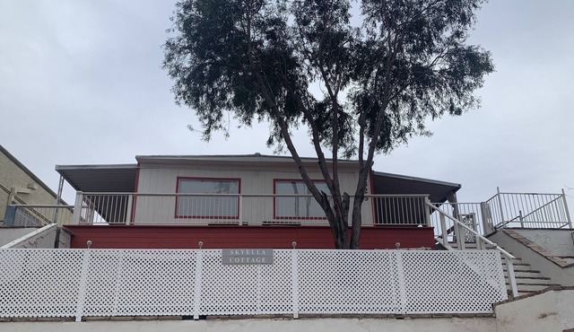 Sits across the street from waterfront and up on a hillside with river view.