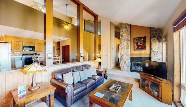 Ski-in/ski-out condo with loft, pool, basketball court & mountain-view balcony