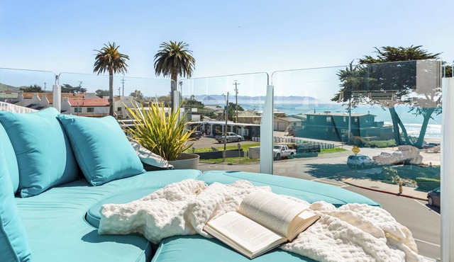 Steps to Cayucos Beach + Ocean Views & Firepit