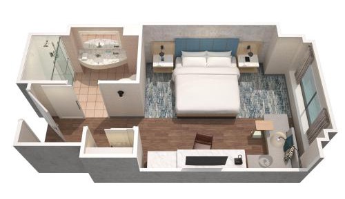 Guest room, 1 King (Mobility and Hearing Accessible w/Roll-in Shower)